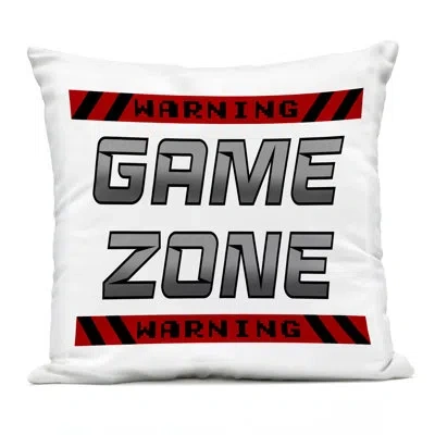 Stupell Industries Game Zone Warning Outdoor Printed Pillow, Design By Marcus Prime In Red