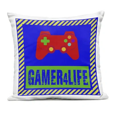 Stupell Industries Gamer 4 Life  Outdoor Printed Pillow, Design By Marcus Prime In Blue
