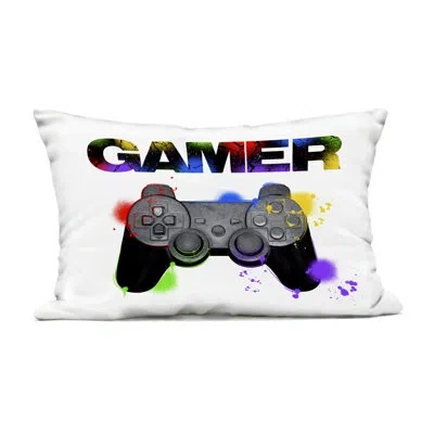Stupell Industries Gamer With Paint Smear Design By Marcus Prime Outdoor Printed Pillow In Black
