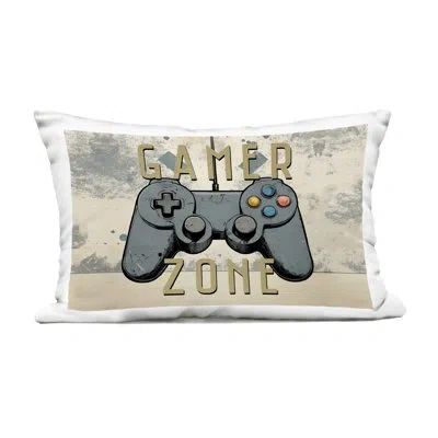 Stupell Industries Gamer Zone With Abstract Background Outdoor Printed Pillow, Design By Kim Allen In Beige