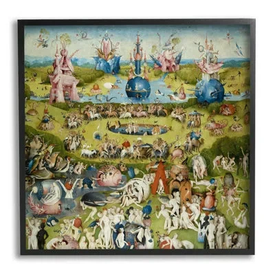 Stupell Industries Garden Of Earthly Delights Center Panel Hieronymus Bosch By One1000paintings - Floater Frame Paintin In Midnight Black Framed Giclee