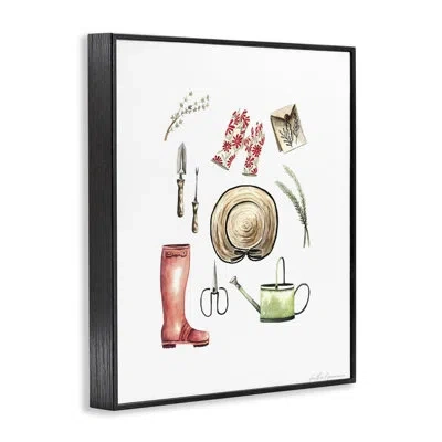 Stupell Industries Gardening Tools Chart Framed Giclee Art, Design By Heather Desormeaux In Midnight Black Framed Giclee