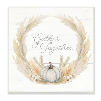 Stupell Industries Gather Together Family Sentiment Rustic Wheat Sprigs Black Framed Giclee Texturized Art By Patricia  In Wall Plaque