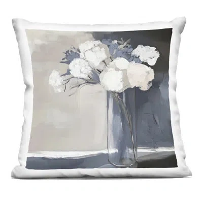 Stupell Industries Gentle Petals Grey Decorative Printed Throw Pillow Design By Mona Grace In Gray