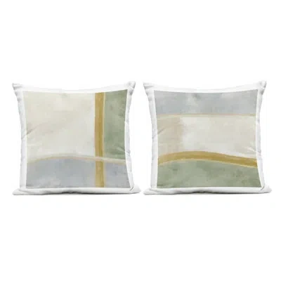 Stupell Industries Geometric Boxes In Earth Tones 2 Piece Outdoor Printed Pillow Set Design By J:l Design In Beige