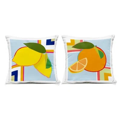 Stupell Industries Geometric Citrus Fruit 2 Piece Outdoor Printed Pillow Set, Design By Daniela Santiago In Yellow