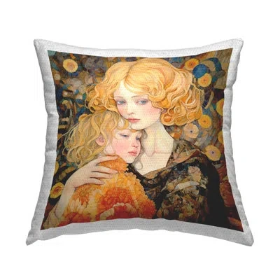Stupell Industries Geometric Mother & Child Outdoor Printed Pillow By Rb In Yellow