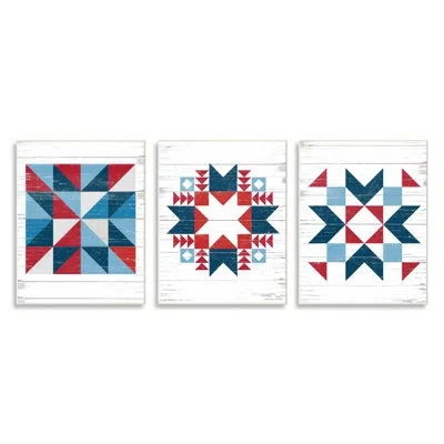 Stupell Industries Geometric Triangular Quilt By Lettered And Lined - Graphic Art Print In Wall Plaque