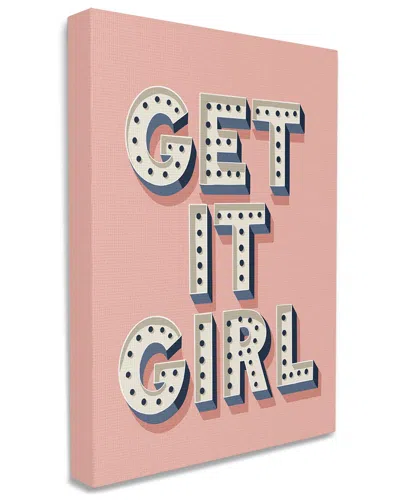Stupell Industries Get It Girl Bold Polka Dot Typography Over Pink Stretched Canvas Wall Art By Jo Taylor