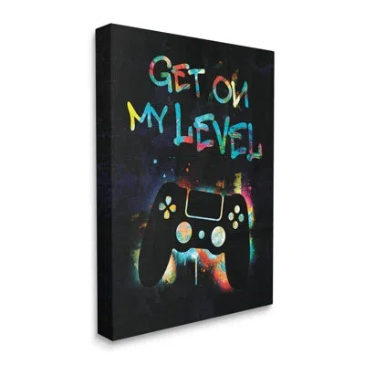 Stupell Industries Get On My Level Gaming Controller Neon Paint Splatter By Victoria Barnes - Floater Frame Graphic Art In Wrapped Canvas
