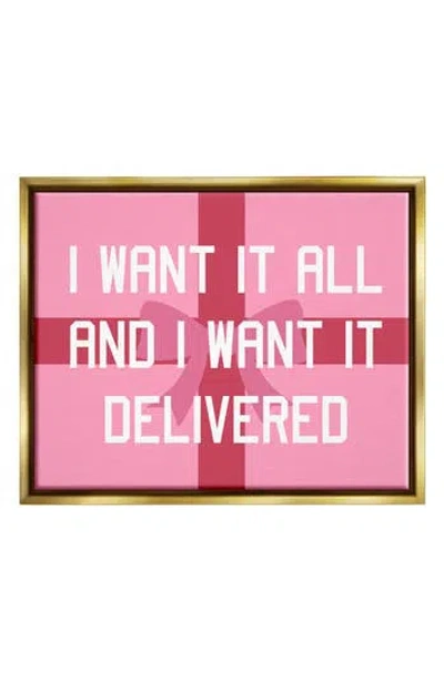 Stupell Industries Gifts Delivered Framed Canvas Wall Art In Pink