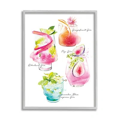 Stupell Industries Gin Cocktail Menu On Wood By Enya Todd Print In Farmhouse Gray Framed Giclee