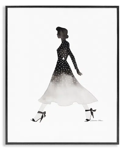 Stupell Industries Girl In Black Dress Framed Giclee Art In White