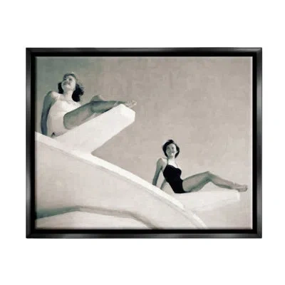 Stupell Industries Girls On Diving Boards Canvas Wall Art Design By Graffi*tee Studios In Jet Black Floater Frame