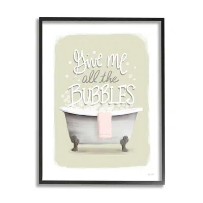 Stupell Industries Give Me All The Bubbles Bathtub By House Fenway - Floater Frame Graphic Art On Wood In Midnight Black Framed Giclee