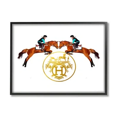 Stupell Industries Glam Emblem Polo Jockeys By Amelia Noyes Single Picture Frame Print On Canvas In Midnight Black Framed Giclee