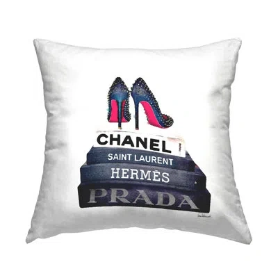 Stupell Industries Glam Fashion Book Set Stud Pump Heels Decorative Printed Throw Pillow By Amanda Greenwood In Beige