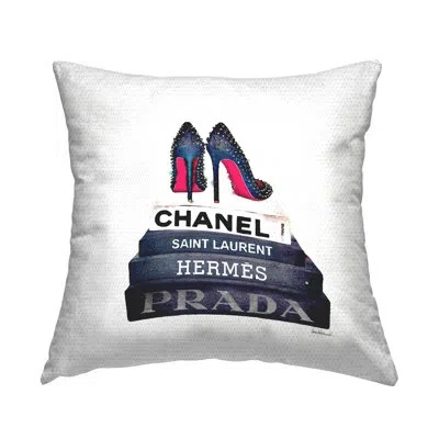 Stupell Industries Glam Fashion Book Set Stud Pump Heels Outdoor Printed Pillow By Amanda Greenwood In Beige