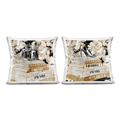 Stupell Industries Glam Fashion Book Stacks Perfume Heel Decorative Printed 2 Piece Throw Pillow By Ziwei Li In Beige