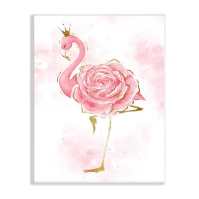 Stupell Industries Glam Flamingo Pink Splatter Rose Floral Royal Crown Stretched Canvas Wall Art By Ziwei Li