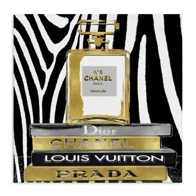 Stupell Industries Glam Fragrance Fashion Book Stack Black Zebra Print