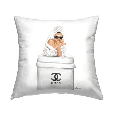 Stupell Industries Glam Girl Leaning Coffee Cup Printed Throw Pillow By Ziwei Li