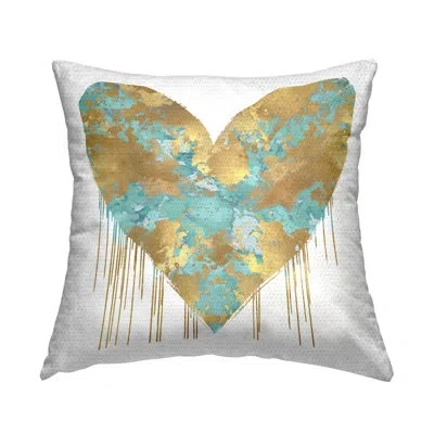 Stupell Industries Glam Heart Blue Accent Outdoor Printed Pillow By Lindsay Rodgers In Blue;white;gold