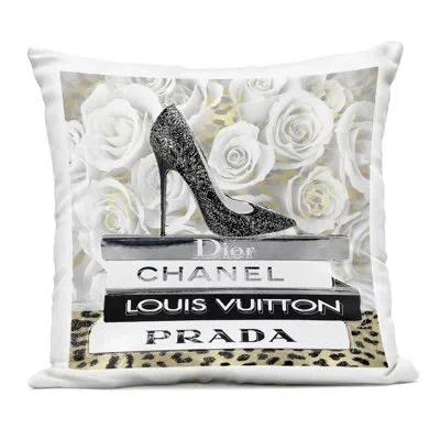 Stupell Industries Glam Heel On Roses Design By Madeline Blake Outdoor Printed Pillow In Black