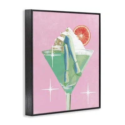 Stupell Industries Glam Legs With Cocktail Framed Giclee Art, Design By Lil' Rue In Midnight Black Framed Giclee