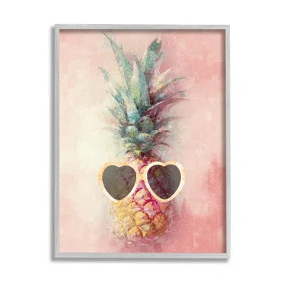Stupell Industries Glam Pineapple & Sunglasses By Ziwei Li In Farmhouse Gray Framed Giclee