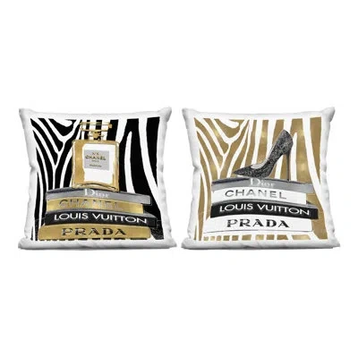 Stupell Industries Glam Zebra Print Fashion Book Stack Decorative Printed 2 Piece Throw Pillow By Madeline Blake In Beige