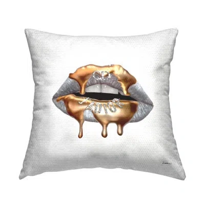 Stupell Industries Glamourous Silver Lip Portrait High Fashion Styling Printed Pillow Outdoor Printed Pillow By Ziwei L