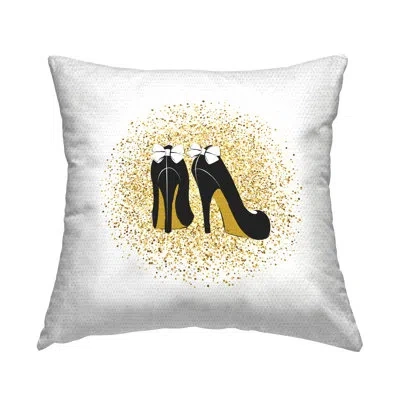 Stupell Industries Glimmer Bow Heels Outdoor Printed Pillow By Martina Pavlova In Gold