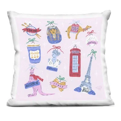 Stupell Industries Global Travel Ornaments Decorative Printed Throw Pillow Design By Krissy Mast In Pink