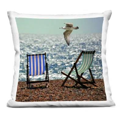 Stupell Industries Glorious Flight Beach Chairs Decorative Printed Throw Pillow Design By Marcus Prime In Blue