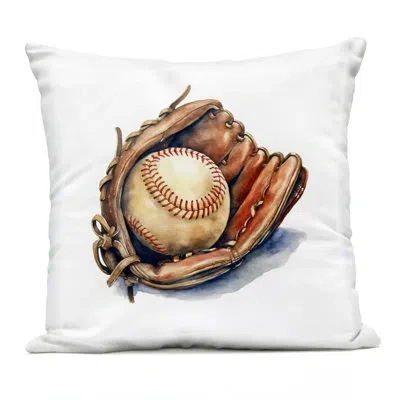 Stupell Industries Glove & Ball In Leather Outdoor Printed Pillow, Design By Creative Studio In Brown