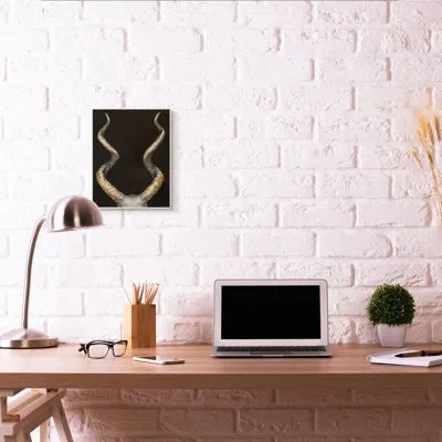 Stupell Industries 'goat Horns Shadow Black Gold Animal' By Third And Wall - Painting Print In Wall Plaque