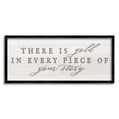 Stupell Industries Gold In Your Story Inspirational Motivating Typography By Daphne Polselli - Picture Frame Graphic Ar In Midnight Black Framed Giclee