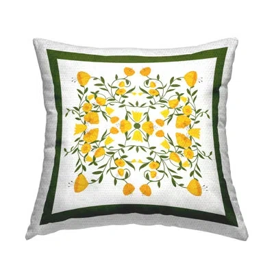 Stupell Industries Golden Blooms Symmetry Design By Michelle Ingari Designs Outdoor Printed Pillow In Yellow