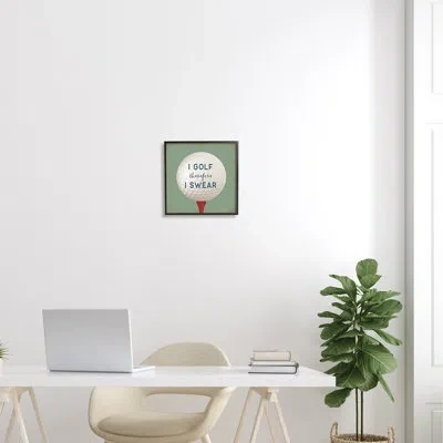 Stupell Industries Golf Therefore I Swear Funny Sports By Stephanie Workman Marrott - Floater Frame Graphic Art On Wood In Midnight Black Framed Giclee