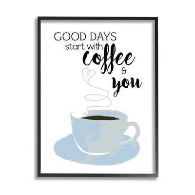 Stupell Industries Good Days Coffee & You Romantic Kitchen Morning By Daniela Santiago - Floater Frame Graphic Art Prin In Midnight Black Framed Giclee