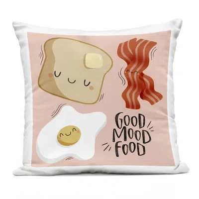 Stupell Industries Good Mood Food Breakfast Design By Sarah Hickman Outdoor Printed Pillow In Pink