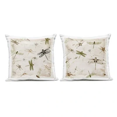 Stupell Industries Graceful Illustrations 2 Piece Outdoor Printed Pillow Set Design By Jacob Q In Beige Dragonflies
