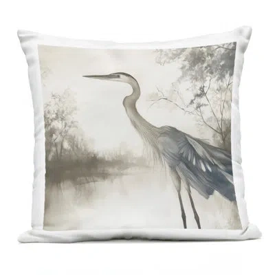 Stupell Industries Graceful On Water Outdoor Printed Pillow Design By Mona Grace In White Heron