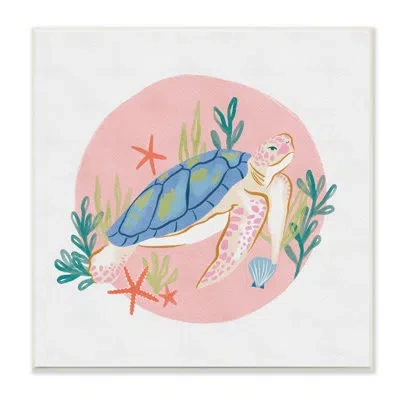 Stupell Industries Gracious Turtle Ocean Seaweed Shell Starfish Marine Reptile  Deborah Curiel In Wall Plaque