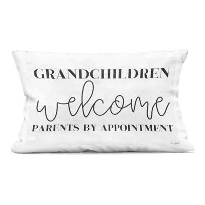 Stupell Industries Grandchildren Welcome Parents By Appointment Decorative Printed Throw Pillow, Design By Jaxn Blvd.,  In White