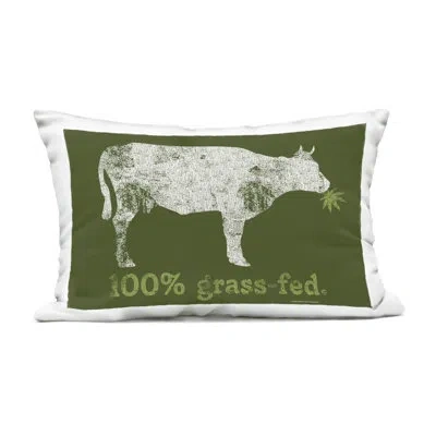 Stupell Industries Grass Fed Cow Design By Higher Learning/life Is High Outdoor Printed Pillow In Green
