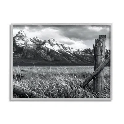 Stupell Industries Grassland Fence Photography Framed On Wood By Steve Toole In Farmhouse Gray Framed Giclee