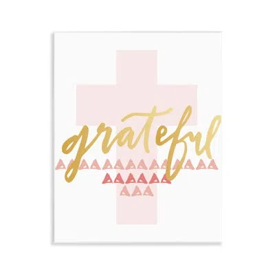 Stupell Industries Grateful Over Cross Wall Plaque Art By Blue Chair Blessing In Pink