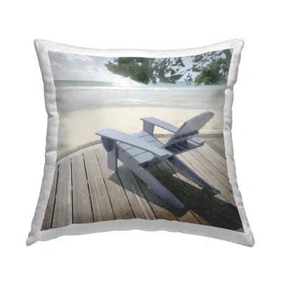Stupell Industries Greek Chair Beach Landscape Decorative Printed Throw Pillow Design By Noah Bay In Tan